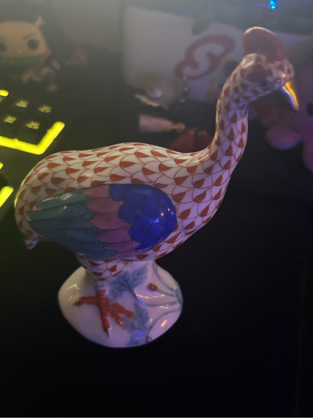 Herend Guinea Hen Fishnet style number 5041 Multicolor Wings